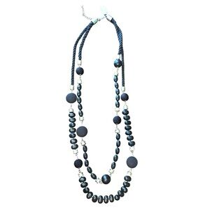 Chico's Black Double-Strand Necklace with Modern Beads